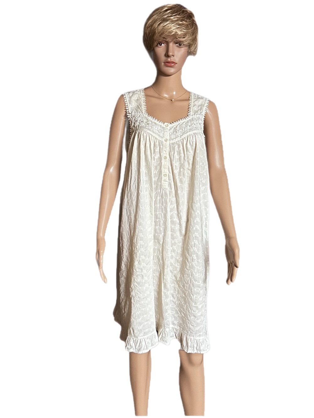 Adonna ~ X-Large ~ Champagne White ~ Vtg ~ Floral Embroidery ~ Chemise Nightgown